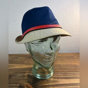 Coach Fedora Hat Multicolor Khaki Navy Red Belt Band Gold Size XS/S Pre-Owned